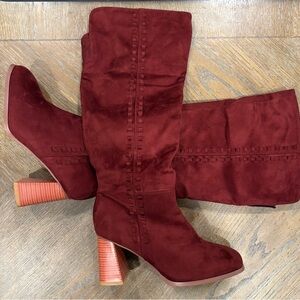 Elegant Burgundy Knee-High Boots
